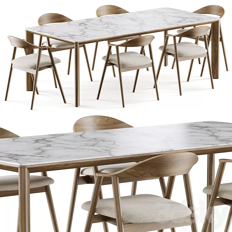 Dining set 4 by CoshLiving Kett 3D Model Free