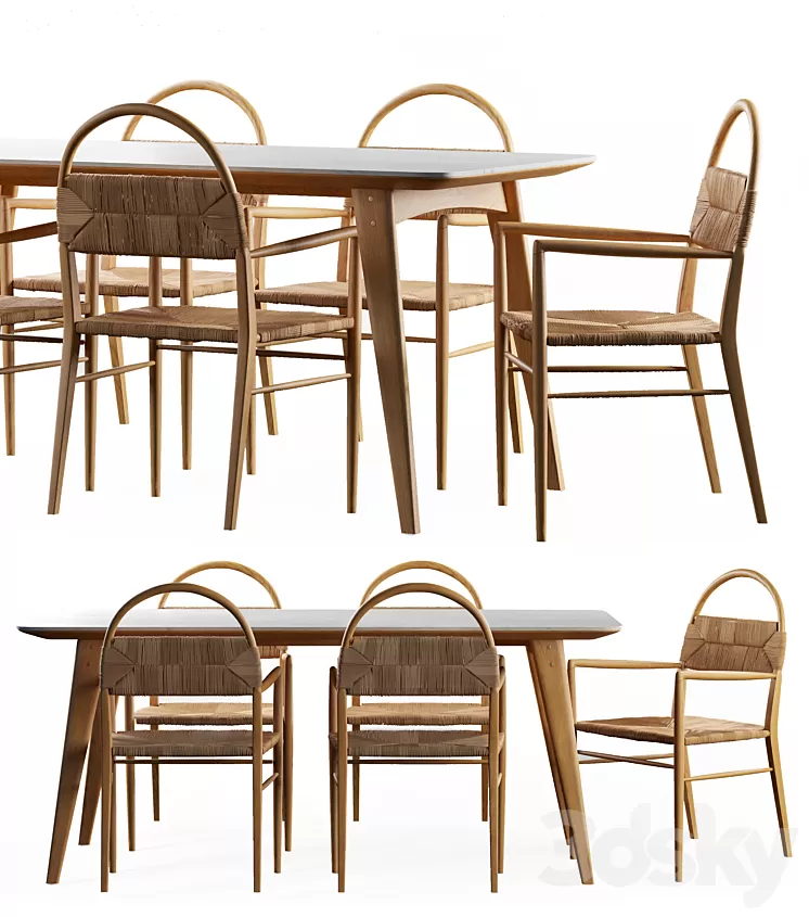 Dining set 5 3D Model Free