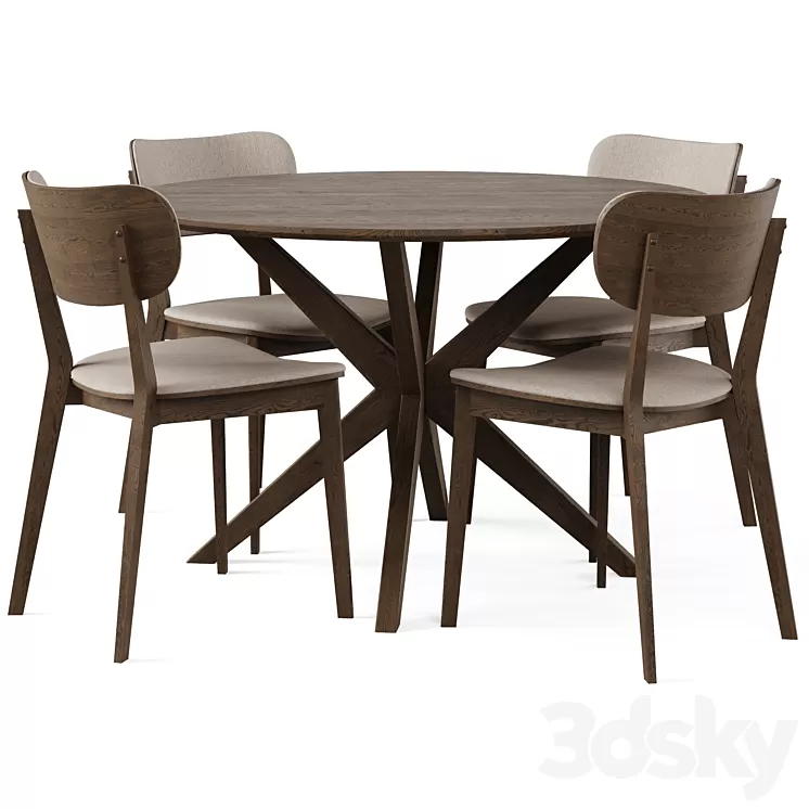 Dining Set 5 by Rowico Home 3D Model Free