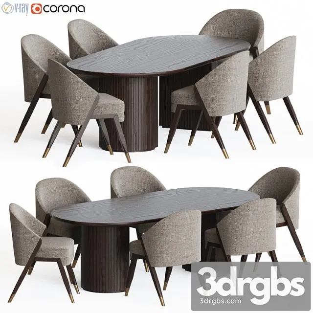 Dining Set 60 2 3D Model Free