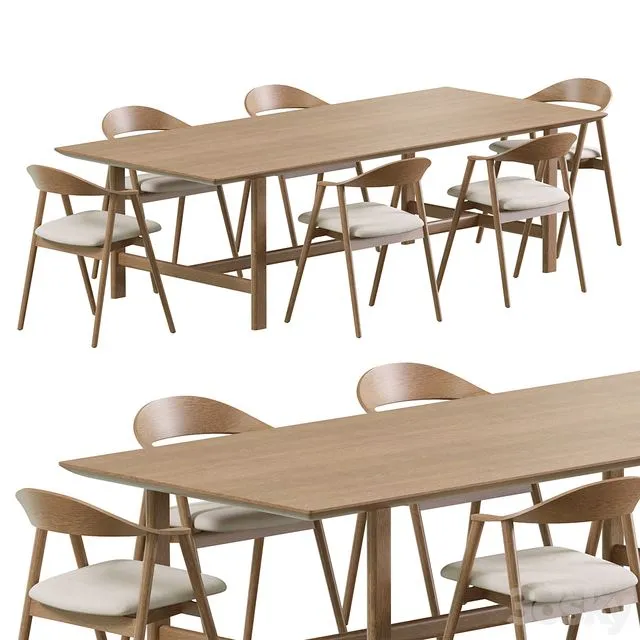 Dining Set by Coshliving Kett Karm Trestle 3D Model