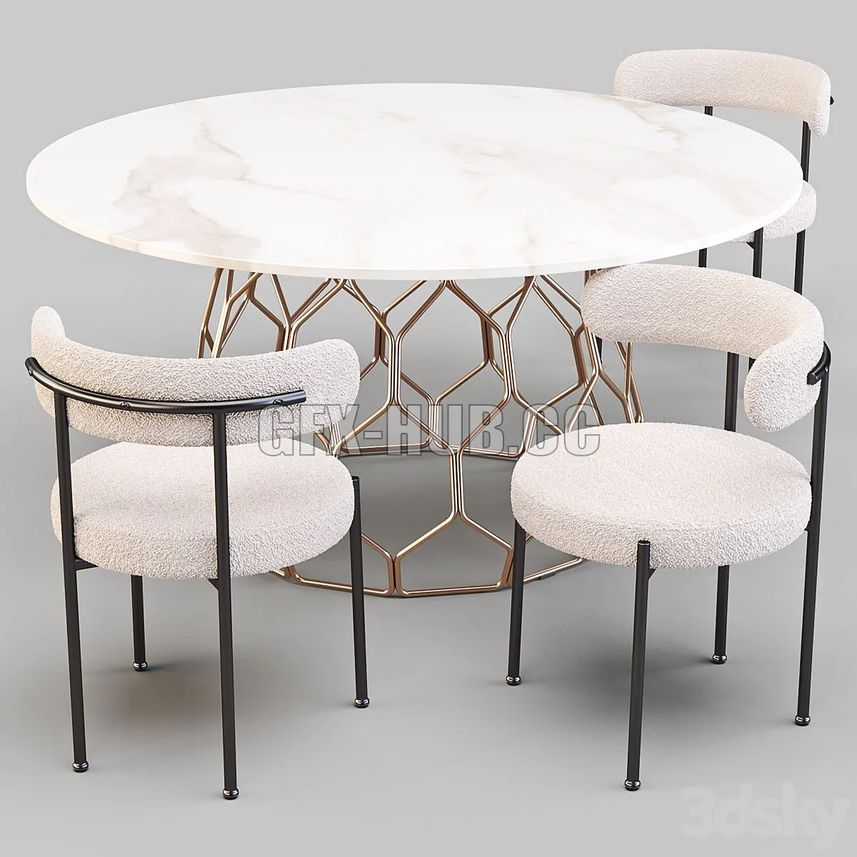 Dining Set CB2 (Circuit Table and Inesse Chair) 3D Model