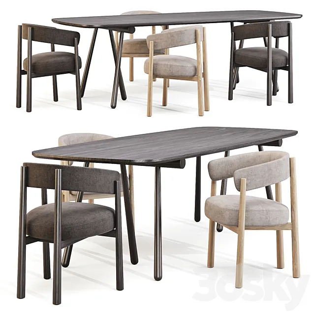 Dining Set: Coedition (Altay Table and Dalya Bridge Chair) 3D Model