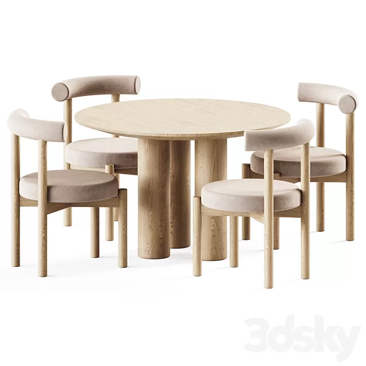 Dining Set Dame Chair and Mojave Table by Lulu and Georgia 3D Model Free
