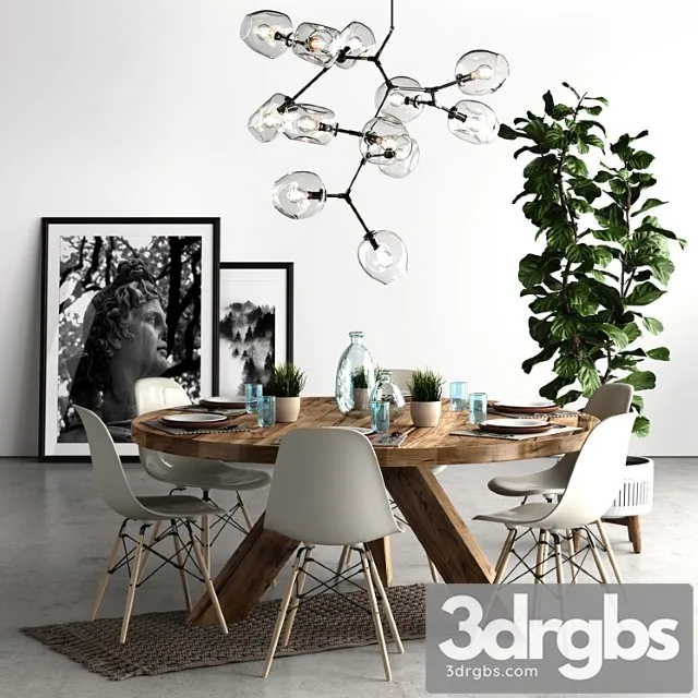 Dining set loft 2 3D Model Free