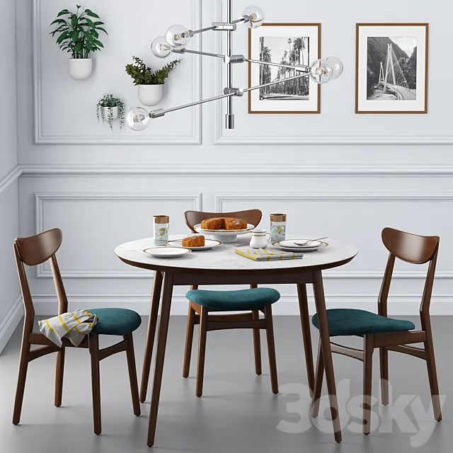 Dining set001 - West Elm 3DModel