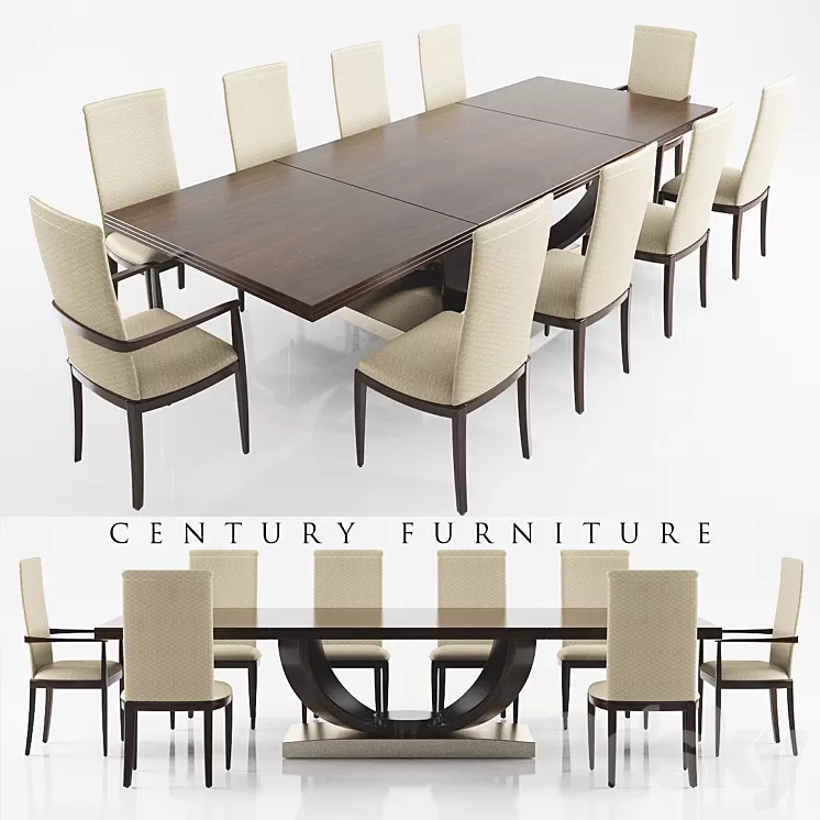 DINING TABLE 6 IN DARK WOOD 3D Model