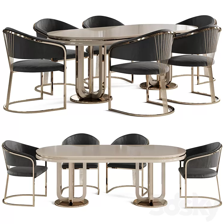 Dining table and chair Newland Jaguar 3D Model Free