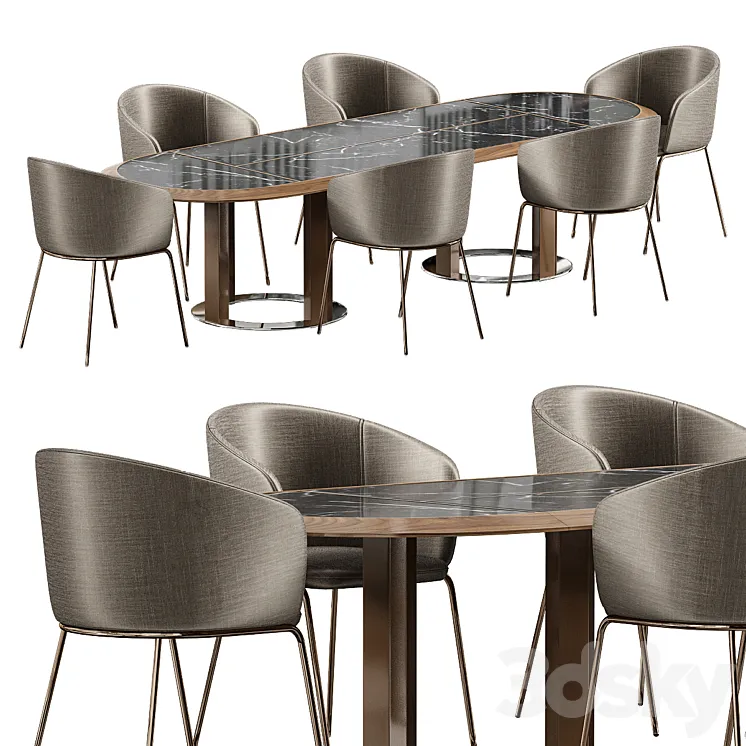 Dining table and chair Porada THAYL 3D Model Free