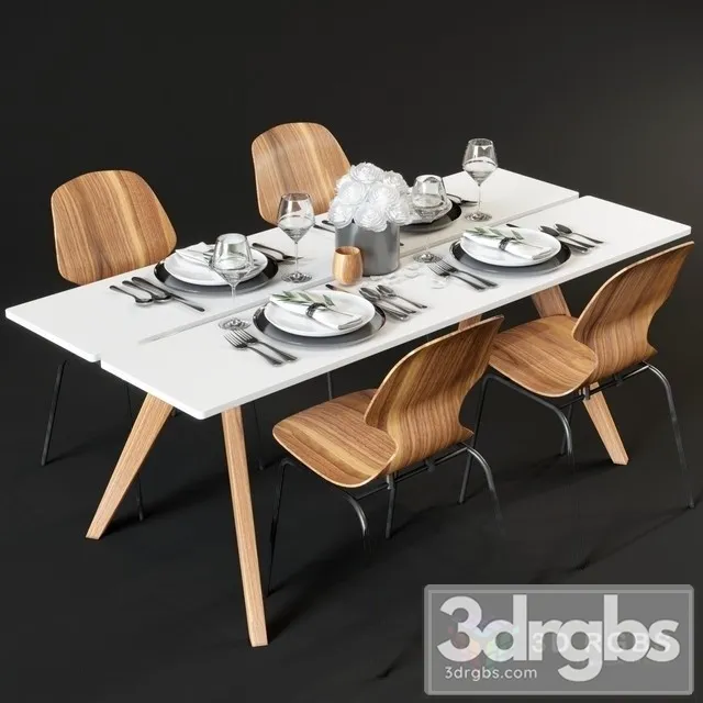 Dining Table and Chairs Boconcept Adelaide Florence 3D Model Free