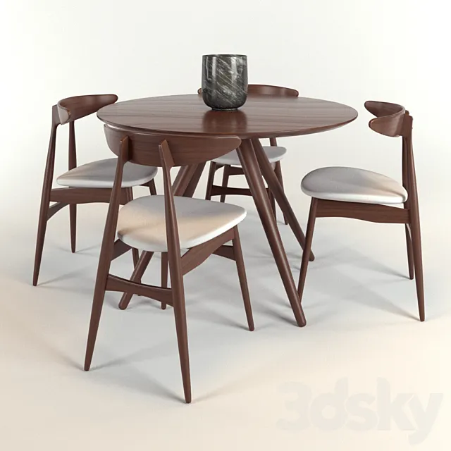 Dining table and chairs Hans J. Wegner _ Dining table and chairs set Hans J. Wegner 3DModel