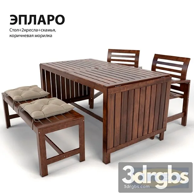 Dining table and chairs ikea epsaro 2 3D Model Free