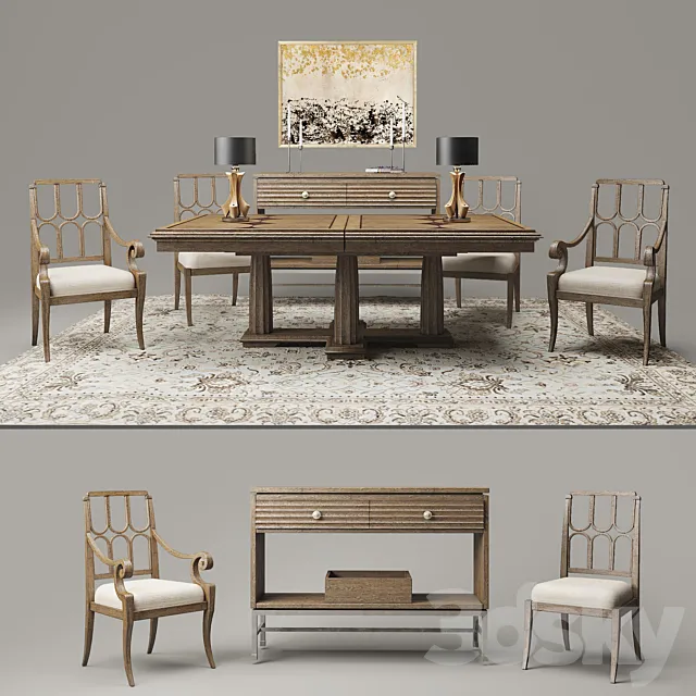 Dining table and chairs the firm Stanley Furniture 3DModel