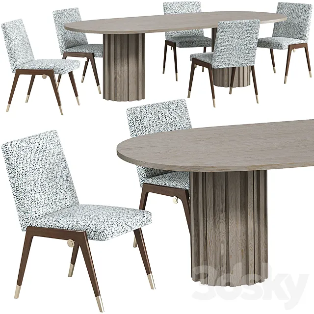 Dining table Baker McGuire Huxley and chair Baker McGuire Sling 3D Model