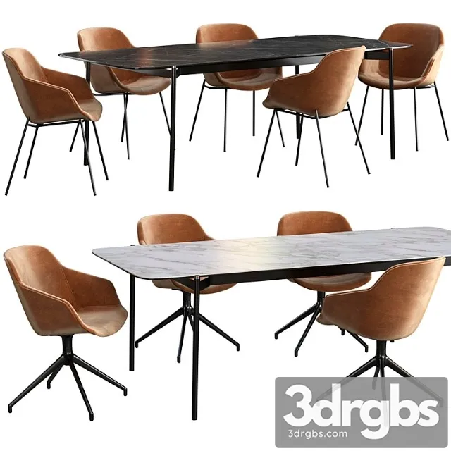 Dining table boconcept augusta + chair boconcept vienna 2 3D Model Free