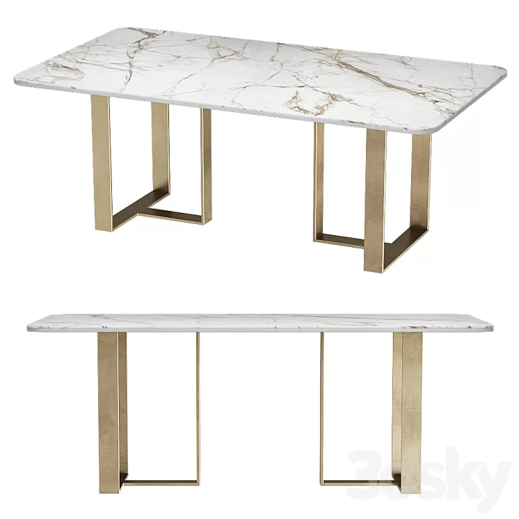 dining table carey wooden kors 3D Model