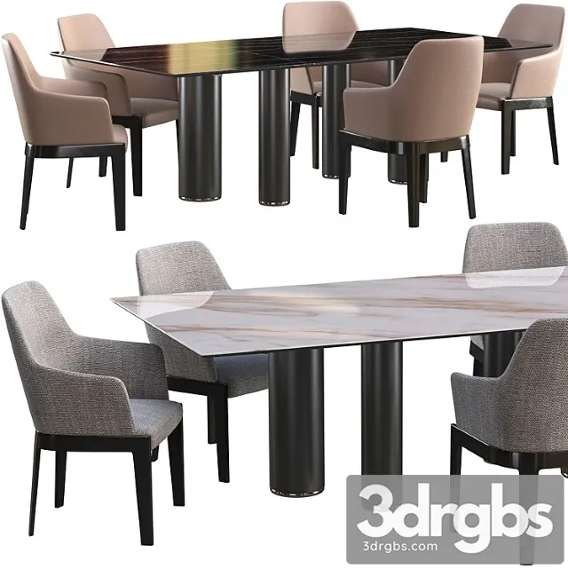 Dining Table Cattelan Italia Roll Keramik Chair Molteni Chelsea 3D Model Free