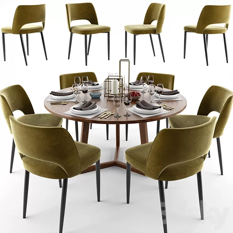 Dining Table Chair Set 3D Model