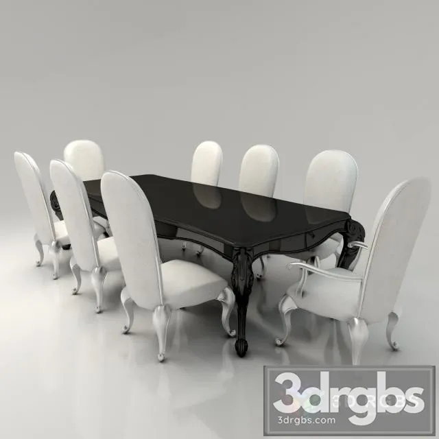 Dining Table Chears Belloni 01 3D Model Free