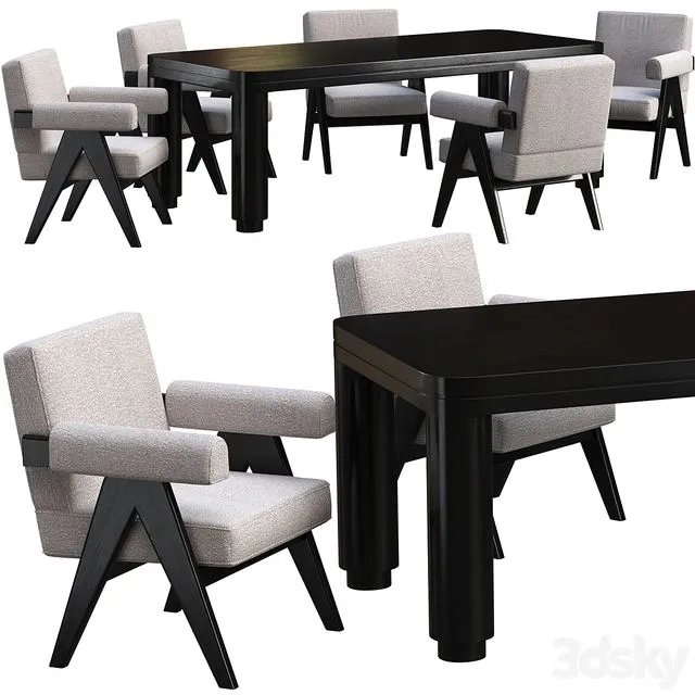 Dining table Eichholtz Atrlier + chair Eichholtz Greta 3D Model