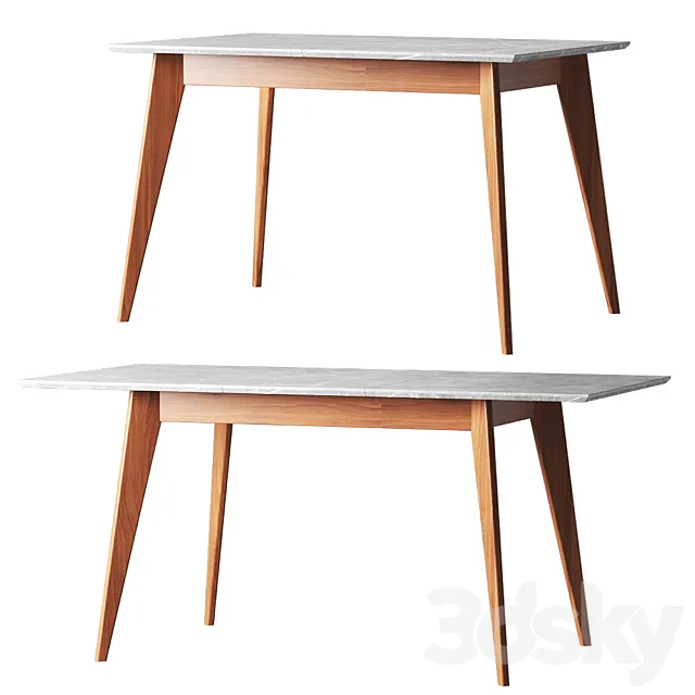 Dining table gray-marble 120-160 cm R-Home 3D Model