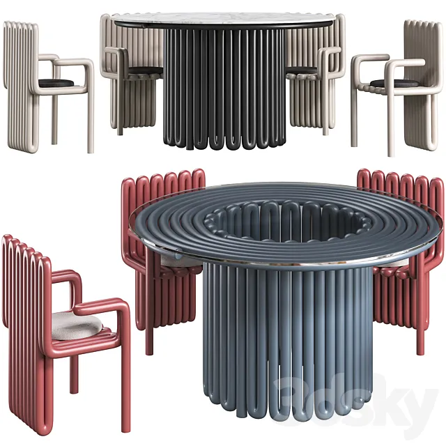 Dining table Helix and chair Helix concept by Zalim Isakov 3DModel