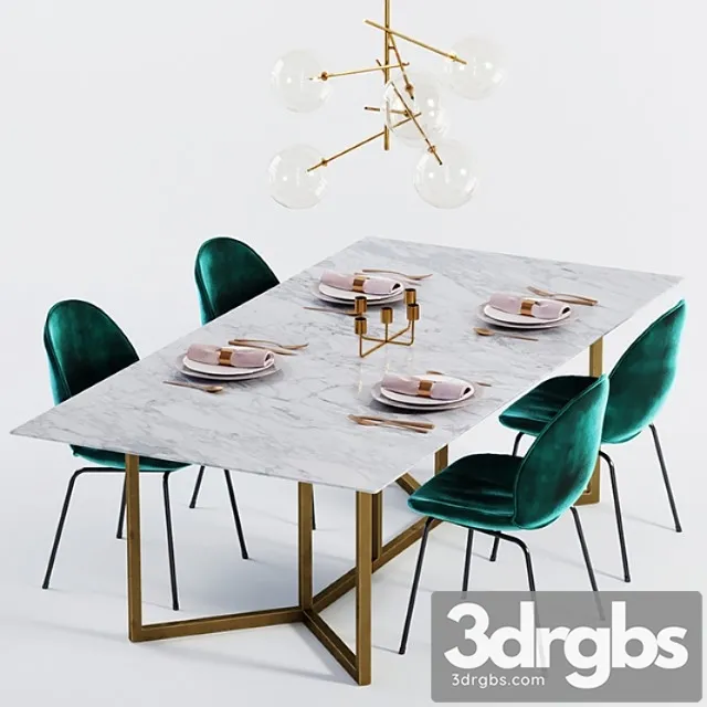 Dining table loft 2 3D Model Free