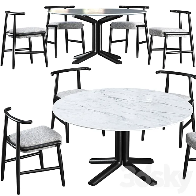 Dining table Meridiani Miller and chair Meridiani Emilia 3DModel
