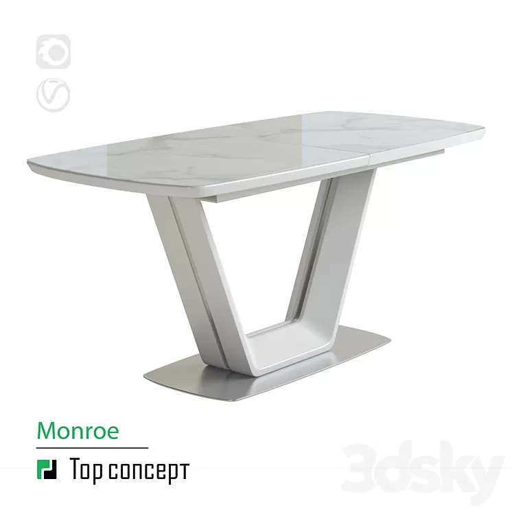 Dining table Monroe extendable (160 + 40 cm) 3D Model
