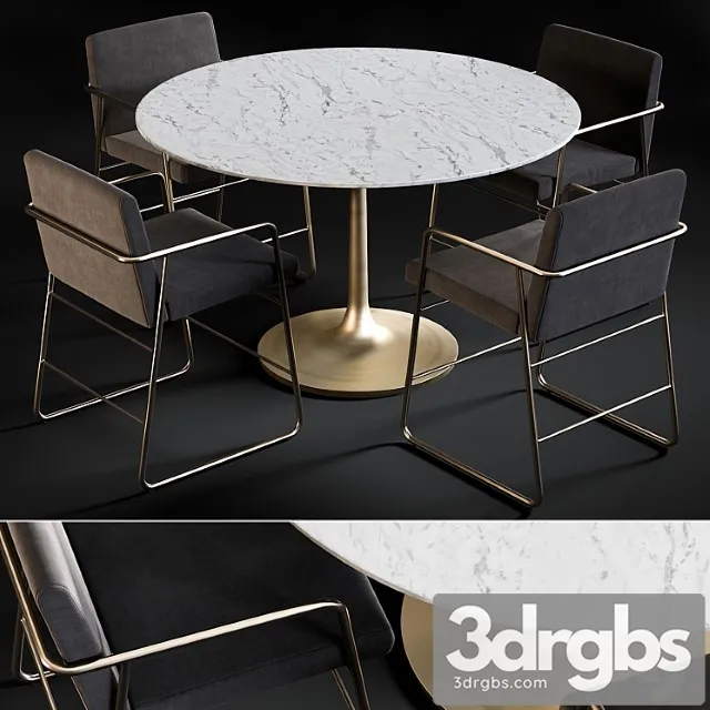 Dining table nero & chair rouka 2 3D Model Free
