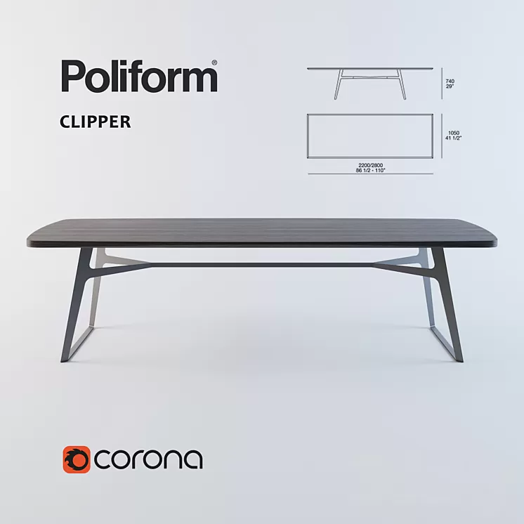 dining table Poliform Clipper 3D Model