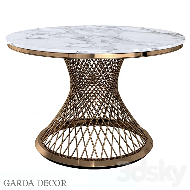 Dining Table Round Artificial Marble _ GOLD 76AR-DT805 Garda Decor 3DModel