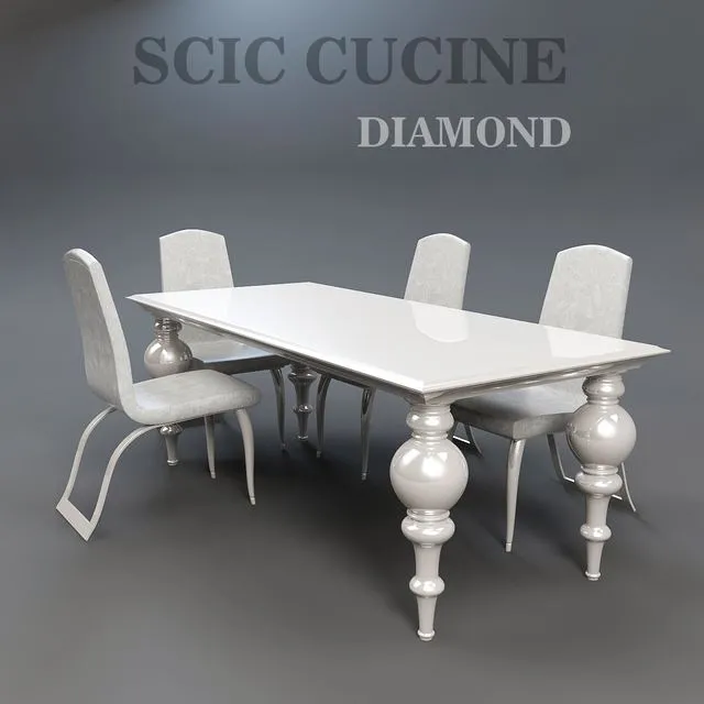 Dining table SCIC CUCINE DIAMOND and chair 3D Model