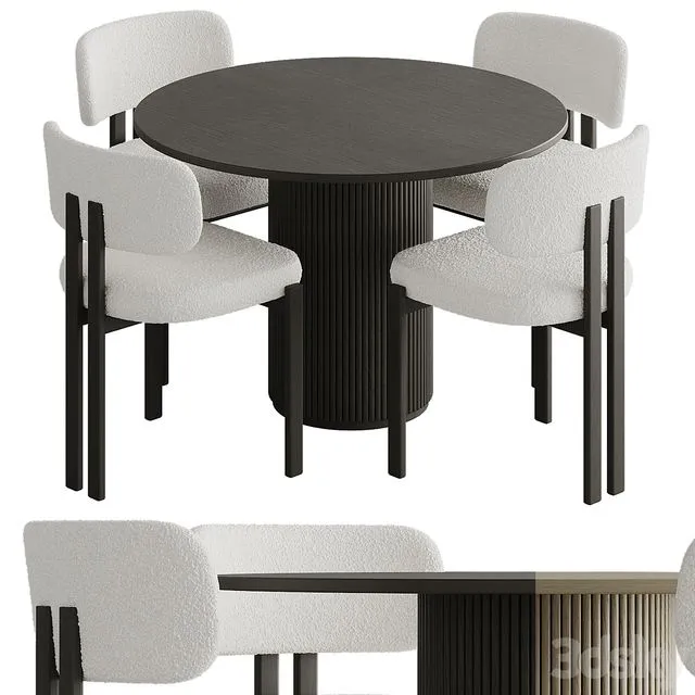 Dining table with chairs 003 3D Model