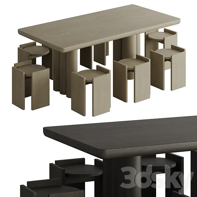 Dining table with chairs 006 3D Model
