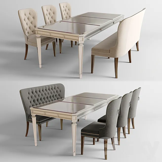 Dining table with chairs 2 3D Model