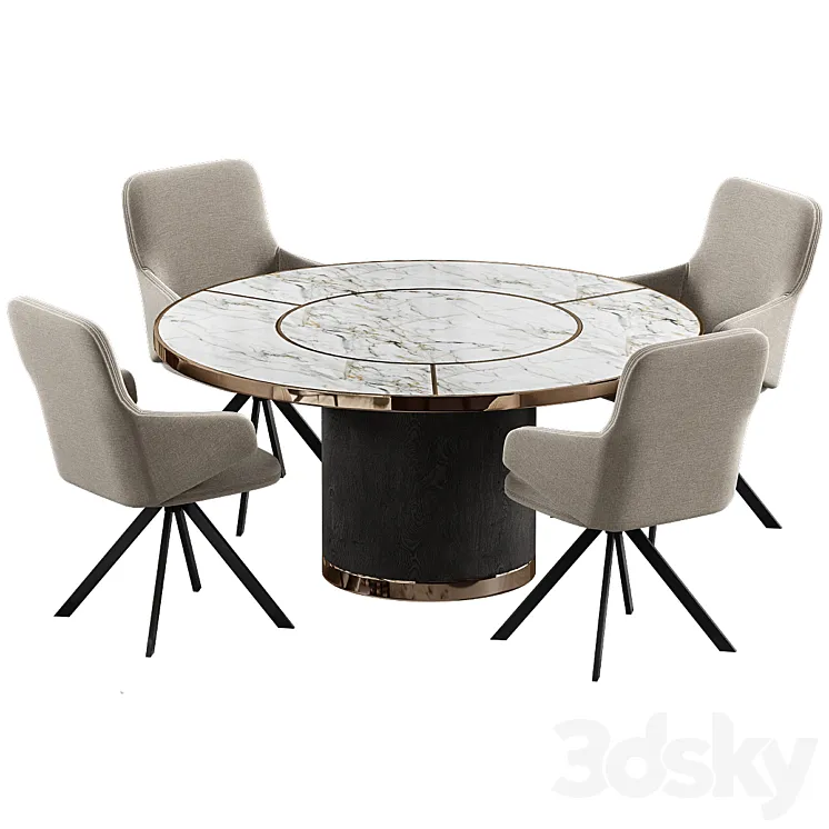 Dining talbe SOFTLINE NUUK and Reflex SIGNORE DEGLI ANELLI 3D Model Free