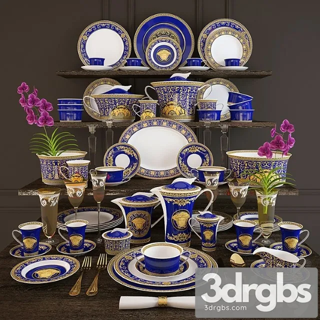 Dinner Rosenthal Versace Medusa Blue 3D Model Free