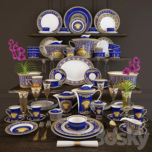 Dinner Rosenthal Versace. Medusa blue 3DModel
