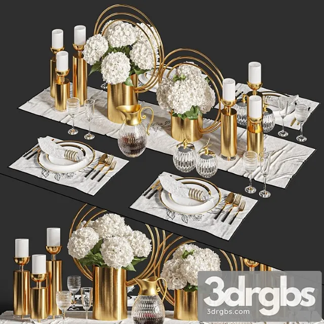 Dinner Table Set 01 3D Model Free