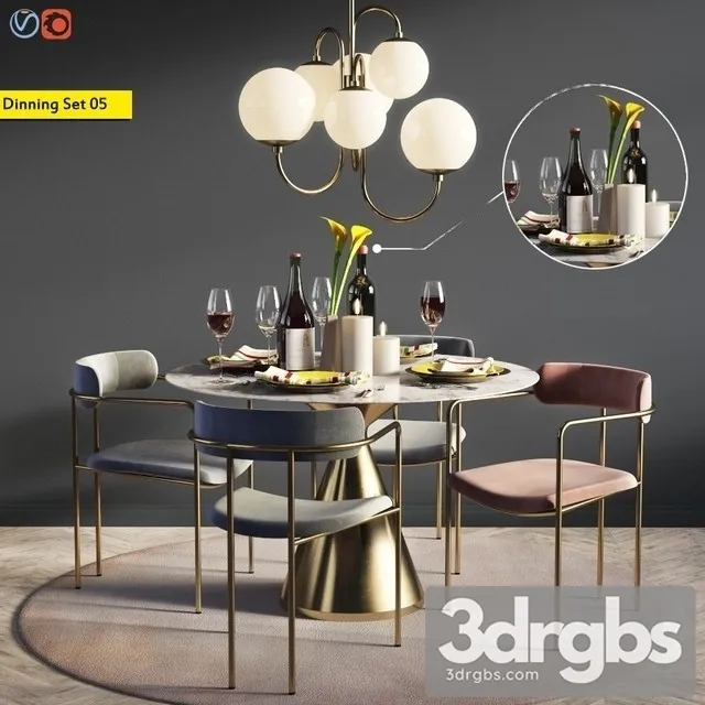 Dinning Set 05 3D Model Free