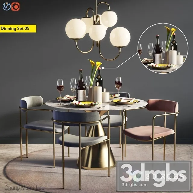 Dinning Set 05 3D Model Free