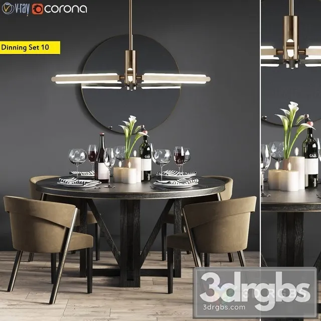 Dinning Set 10 3D Model Free
