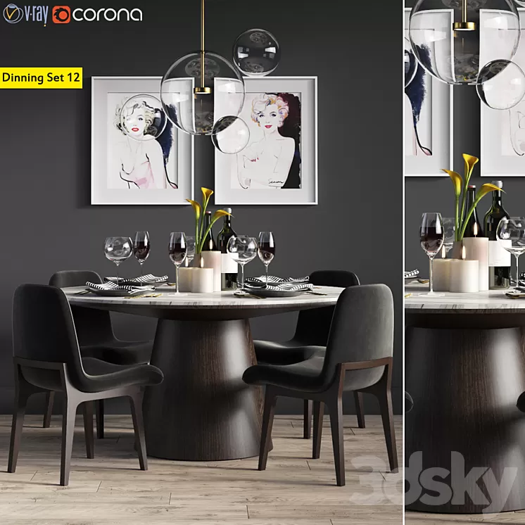 Dinning Set 12 3D Model