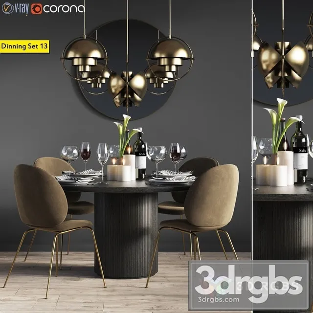 Dinning Set 13 3D Model Free