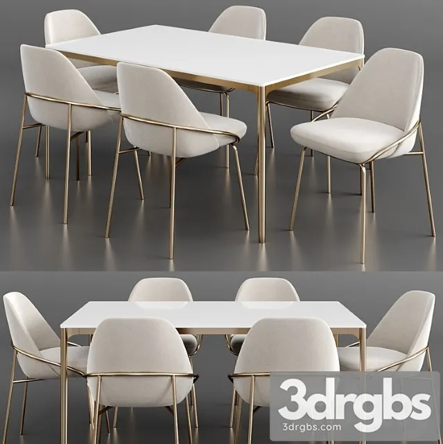 Dinning Set 22 1 3D Model Free