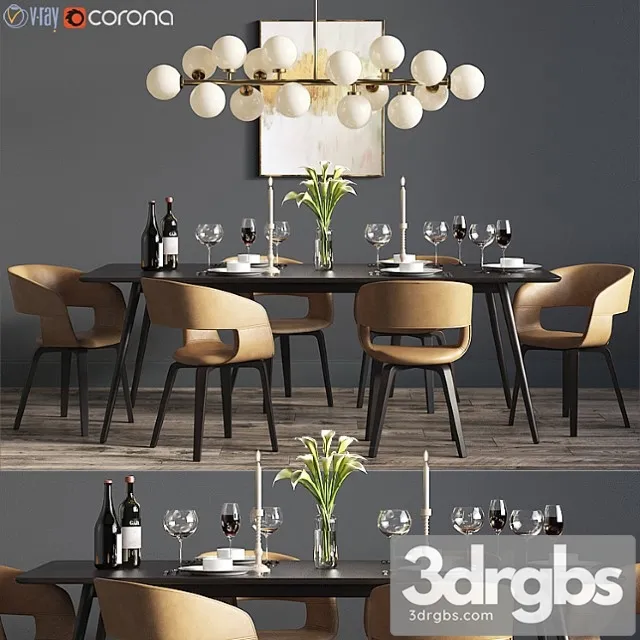 Dinning Set 24 3D Model Free