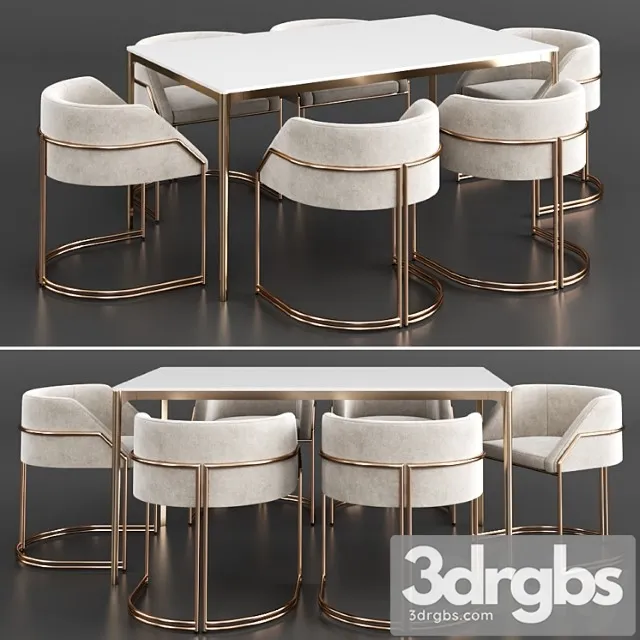 Dinning Set 8 1 3D Model Free