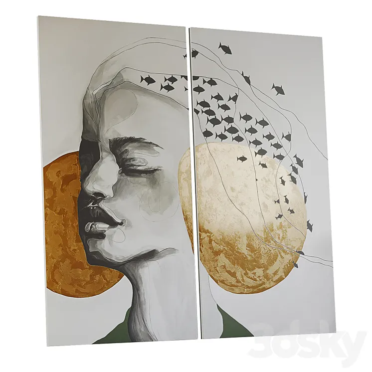 “Diptych “”Girl. Graphics””.” 3D Model Free Download