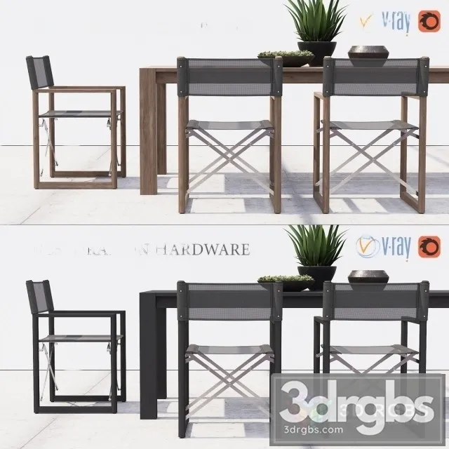 Directors Collection Table and Chair 3D Model Free